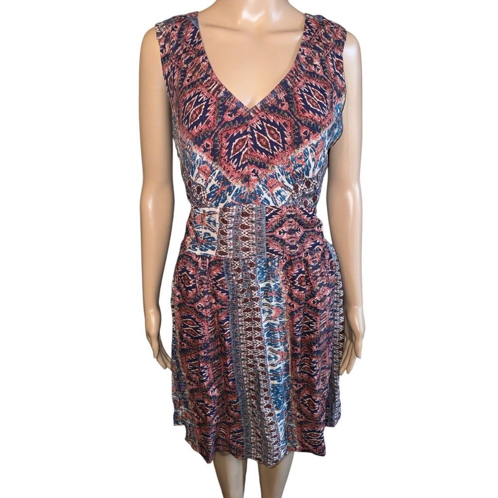 Lucky Brand Dress Womens‎ Large Geometric Aztec Boho Mini Shift Side Zip
